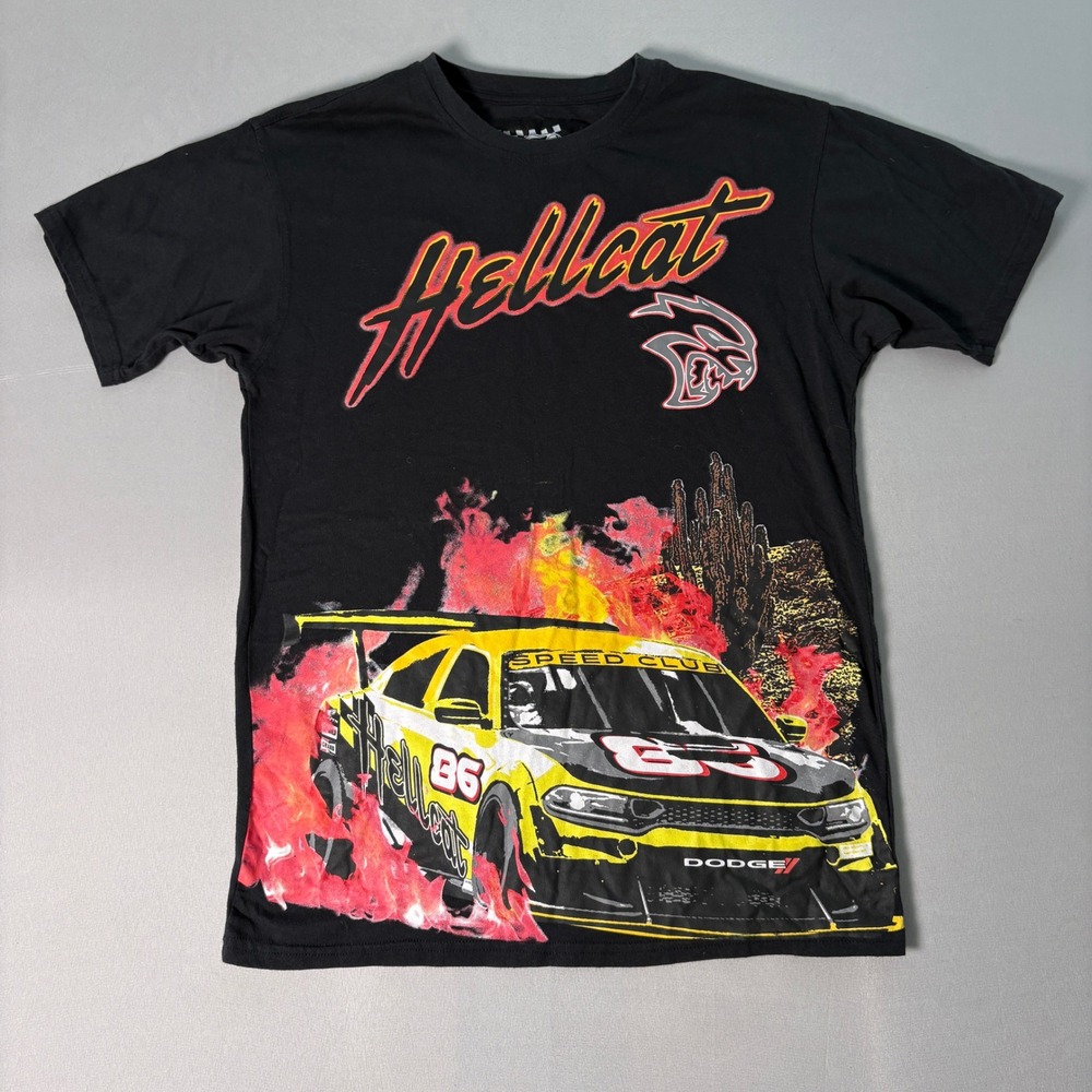 Dodge x Reason Hellcat NASCAR Auto Racing Graphic T-Shirt Black Size M